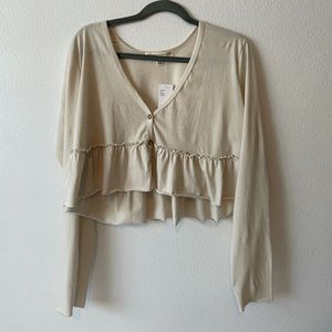 URBAN OUTFITTERS PEPLUM CROPPED LONGSLEEVE NWT L